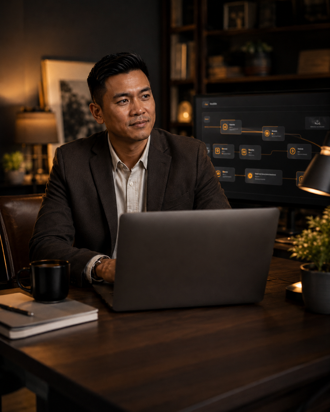 A company champion at work as the AI runs behind them