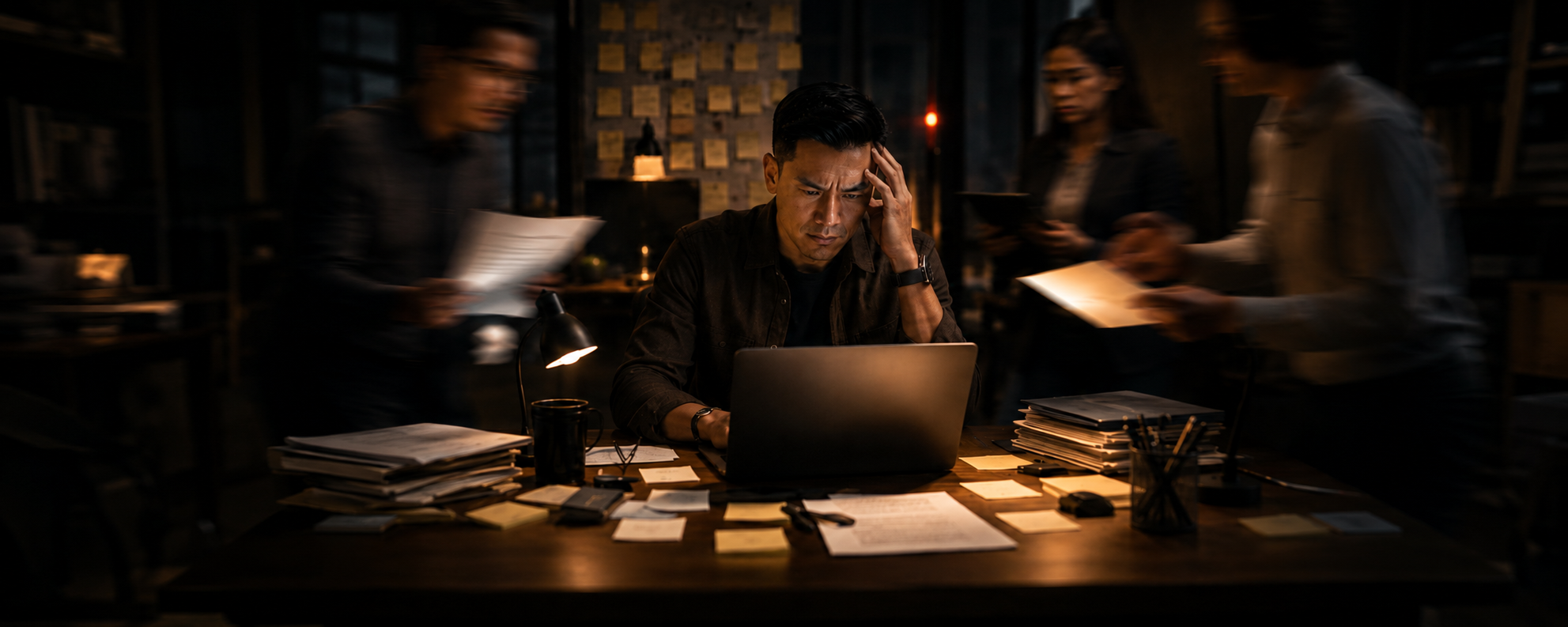 One champion buried in work while others look on — the bottleneck